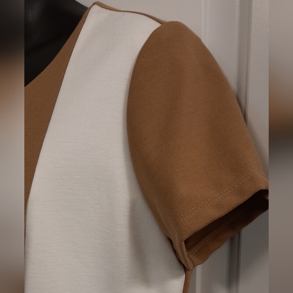 Designer Hazel Mae Taliah Dress Camel/Ivory Size XL Brand New Made in Canada - Picture 3 of 8